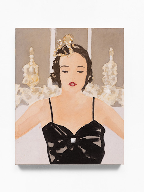 Liz Markus, Babe Paley with Tiara, 2024. Acrylic on canvas, 20 x 16 in (51 x 41 cm)