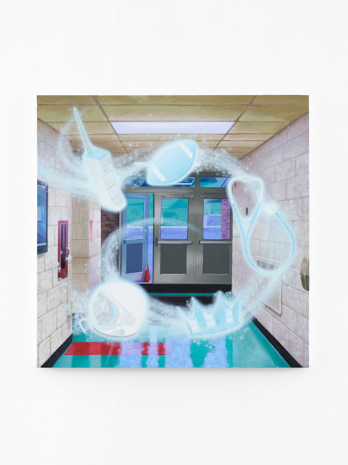 Lindsey Lascaux, for the love of god!!!!! SUICIDE is NOT a Selfish Option *Gigi's Great Idea*. 2022, Acrylic on canvas, 36 x 36 in (91 x 91 cm)