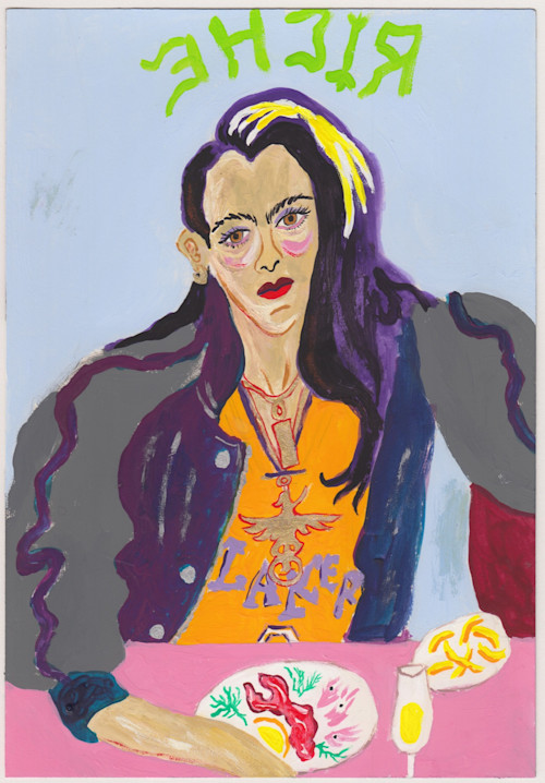 Constance Tenvik, Elle With Fruit De La Mer, 2019. Gouache on paper, 10 x 7 in, 26 x 18 cm