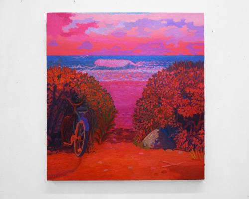 Daniel Heidkamp, Pink Wave, 2018. Oil on linen, 32 x 30 in, 81 x 76 cm