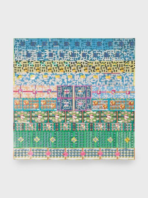 Melissa Brown, Sneak Peek, 2009. Collage $671 in used scratch-off lotto tickets, 28 x 28 in, 71 x 71 cm