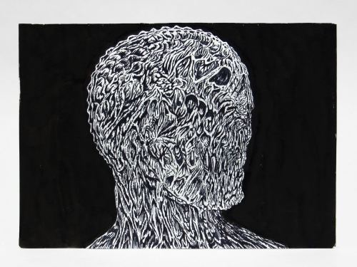 Mat Brinkman, Three Heads for Three Days of Struggle 1, 2013. Sumi ink on paper, 8.25 x 11.5 in, 21 x 28 cm