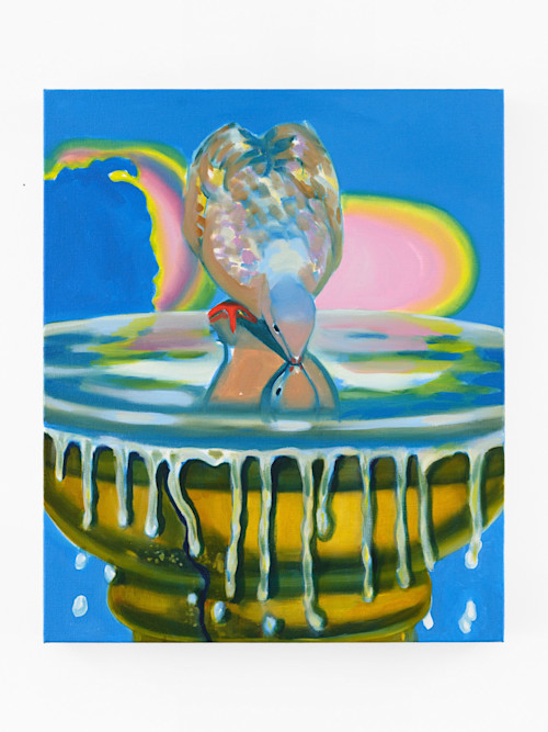Anja Salonen, Drinking Dove (2), 2023. Oil on linen, 24 x 20 in (61 x 51 cm)