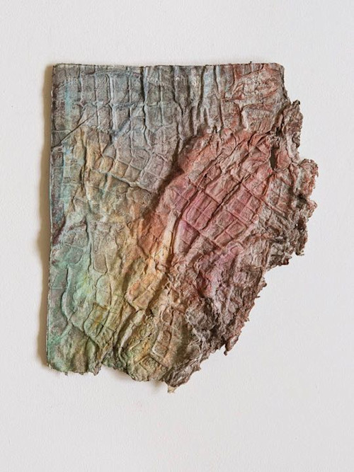 Samara Scott, Untitled, 2014. Watercolour, magazine, footprint