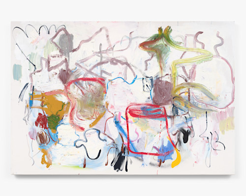 Ammon Rost, Silent Guide, 2021. Oil, acrylic, spray paint on canvas, 58 x 84 in (147 x 213 cm)