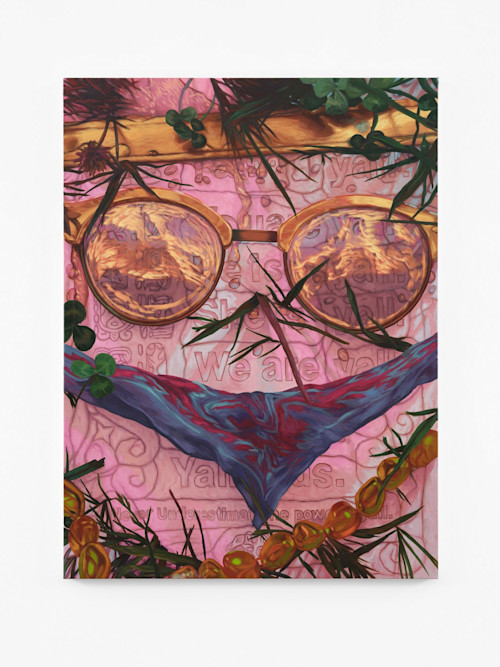 Lindsey Lascaux, The Last Relevant B'ak'tun, 2022. Acrylic on canvas, 48 x 36 in (122 x 91 cm)