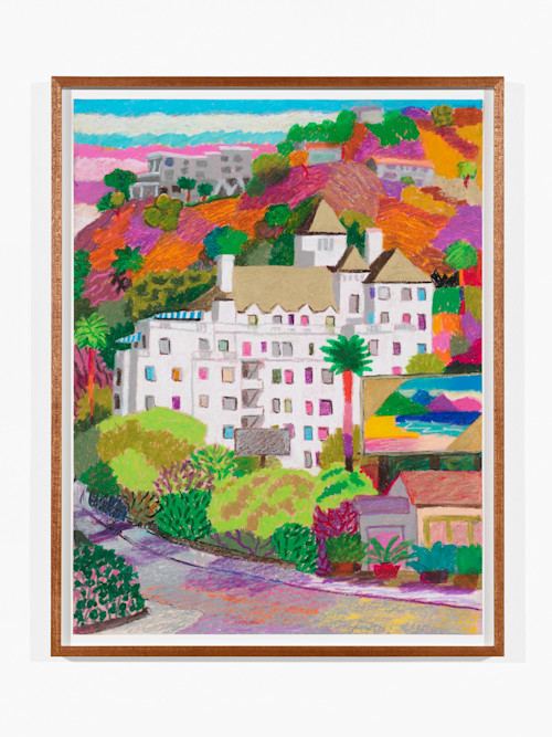 Daniel Heidkamp, Chateau Marmont, 2023. Oil stick on paper, 20 x 26 in (50 x 65 cm) 