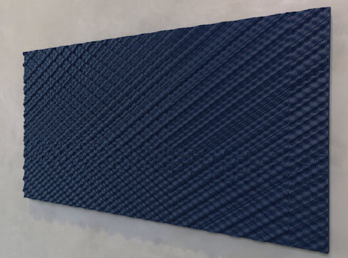 Ara Peterson, Intersecting Streams Blue, 2012. Acrylic paint on wood, 48 x 96 in, 122 x 244 cm