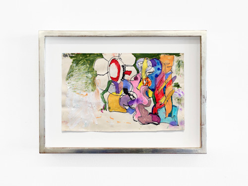 Eddie Martinez, Untitled, 2022. Gouache, crayon, acrylic paint, marker and Sharpie on stationery, 5.25 x 8.25 in (13 x 21 cm)