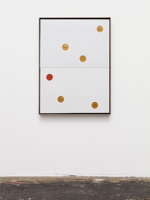 Jesse Stecklow, Collage Trap 2, 2016. Fly tape, chipboard, aluminum, printed glassine, silicone, paper-covered chipboard box Two Parts, 11.5 x 15.5 x 1.5 in