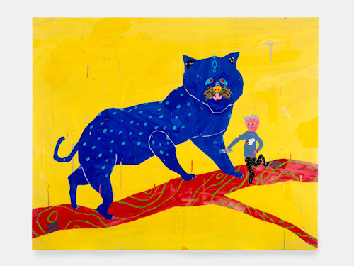 Misaki Kawai, Catandcomb, 2007. Acrylic and collage on canvas, 46 x 57 in, 117 x 145 cm