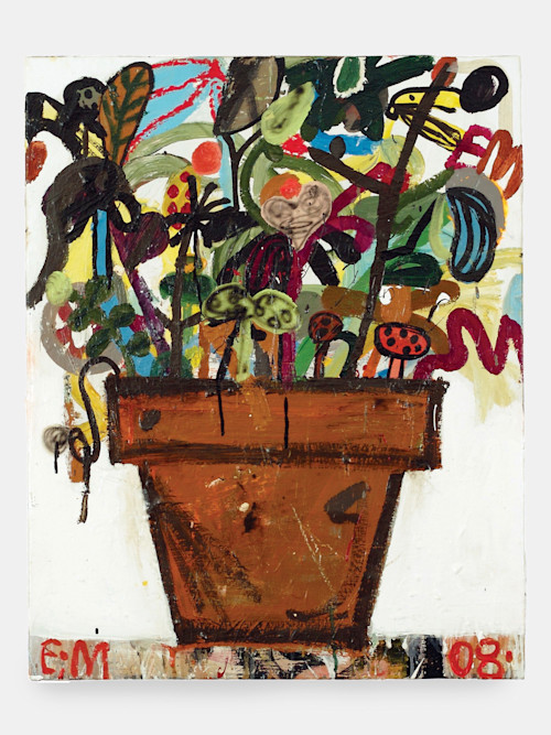 Eddie Martinez, Spastic Plant, 2008. Mixed media on canvas, 30 x 24 in, 76 x 61 cm