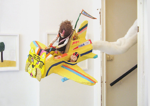 Misaki Kawai, Tiger Jet, 2005. Acrylic, fabric, cardboard, wood
