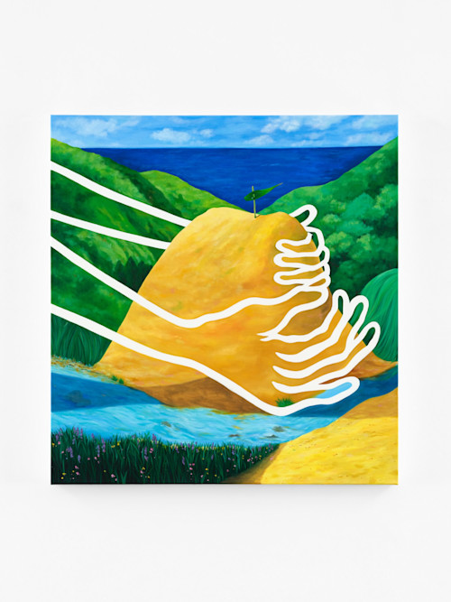 Hiejin Yoo, I Will Move a Mountain for You, 2023. Oil on linen, 34 x 32 in (86 x 81 cm)