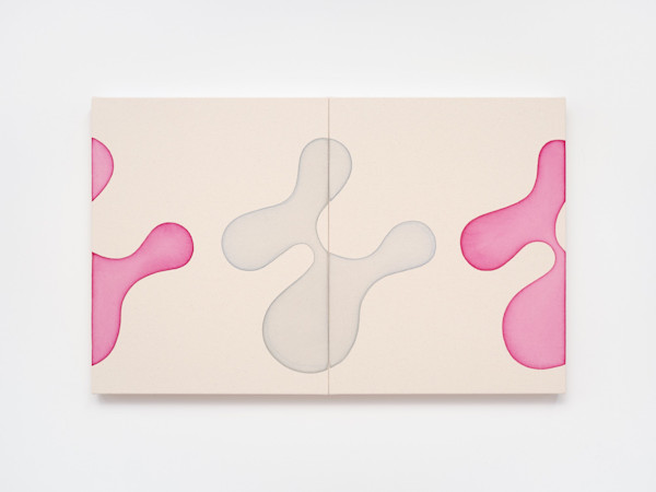 Diptych, Dye on canvas (Pink, Blue), 20 x 32 in, 51 x 81 cm