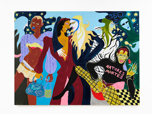 Constance Tenvik, La Parisienne, 2021. Flashe, acrylic, gouache, aqua oil, oil, glitter on canvas, 150 x 200 cm (59 x 79 in)