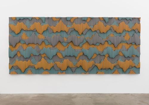 Ara Peterson, Untitled, 2016. Acrylic on wood, 70 x 164 x 4 in, 178 x 417 x 10 cm