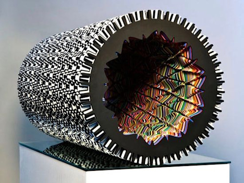 Ara Peterson, Tube, 2008. Wood and acrylic paint, 22 x 22 x 35.5 in, 56 x 56 x 91 cm