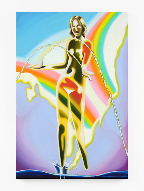 Anja Salonen, Fluid Arc, 2023. Oil and fabric dye on linen, 60 x 40 in (152 x 102 cm)