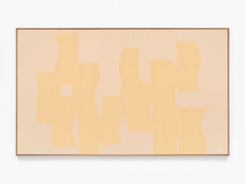 Ethan Cook, The Song is Gone, 2022. Hand woven cotton and linen, framed, 57 x 96 in (145 x 244 cm)