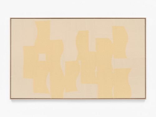 Ethan Cook, The Song is Gone, 2022. Hand woven cotton and linen, framed, 57 x 96 in (145 x 244 cm)