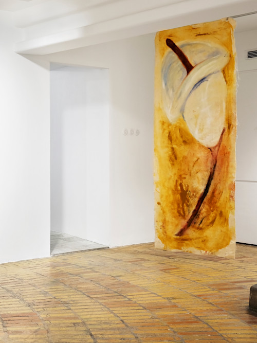 Helena Lund Ek, Lily, 2019. Oil on cotton, 98 x 33 in (250 x 85 cm)