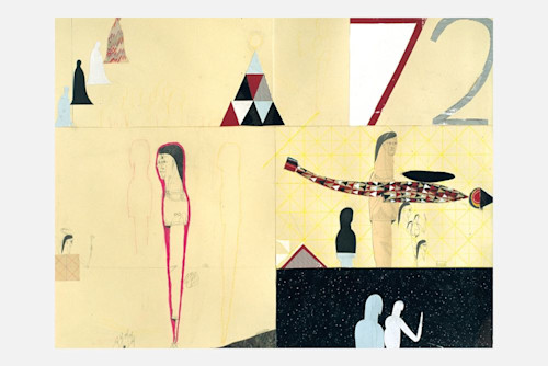 Joseph Hart, 72 Virgins, 2005. Collage and pen on paper, 18 x 24 in, 46 x 61 cm