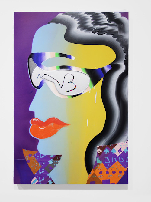 Melissa Brown, X-Ray Vision, 2015. Flashe, Acrylic, Oil, Silkscreen, Resin, Lottery Scratch-Off Ink on Canvas stretched over panel, 35 x 23 in, 89 x 60 cm