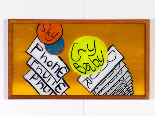 Brian Belott, Brazil Hurts, 2014. Reverse glass technique, mixed media on glass, 9.5 x 17 in, 24 x 43 cm