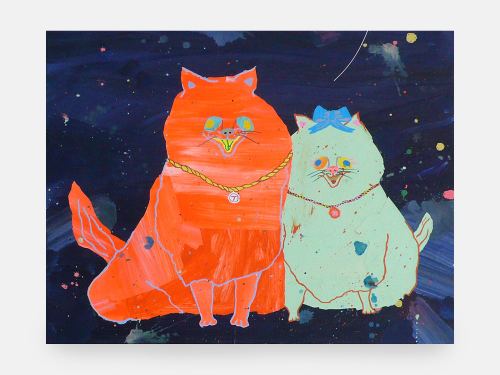 Misaki Kawai, Universal Couple, 2007. Acrylic and collage on canvas, 22 x 26 in, 56 x 66 cm