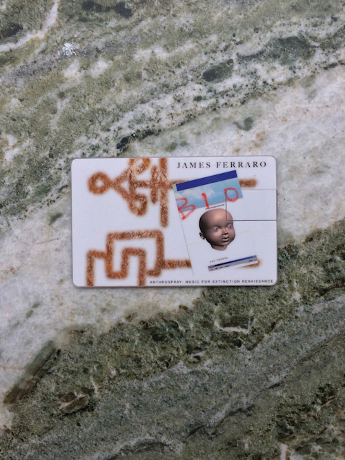 James Ferraro, Anthrospray: Music for Extinction Renaissance, front. Music on USB credit card, 26 min, Edition of 100