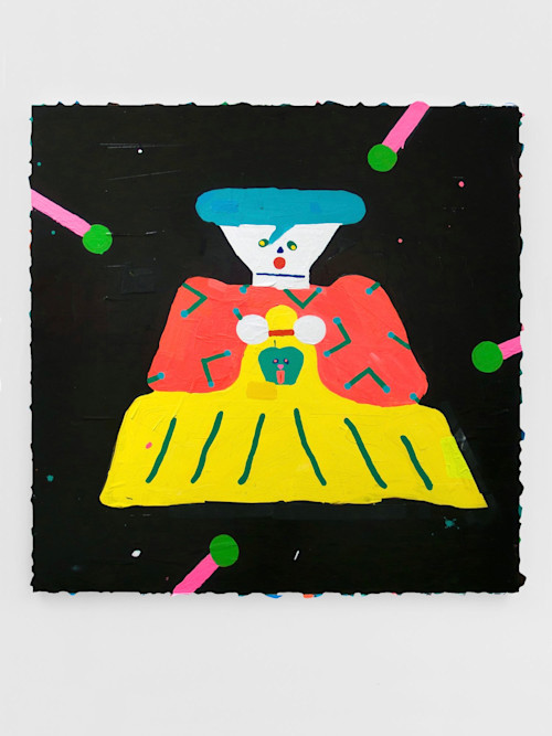 Misaki Kawai, Hairy Idol, 2011. Acrylic, fabric and paper on canvas, 60 x 60 in, 152 x 152 cm