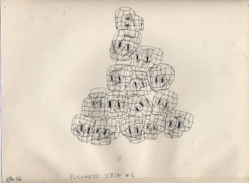 Eddie Martinez, Blockhead Stack 2, 2006. Ink on paper