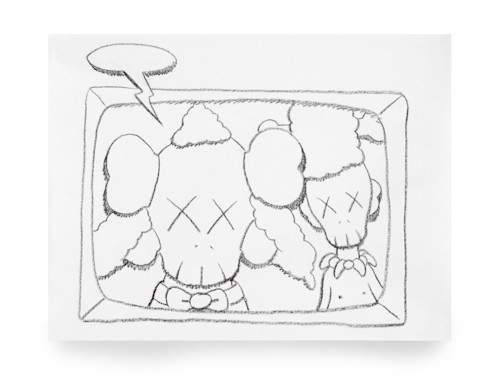 KAWS, 2001. Pencil on paper, 9 x 11 in, 23 x 28 cm