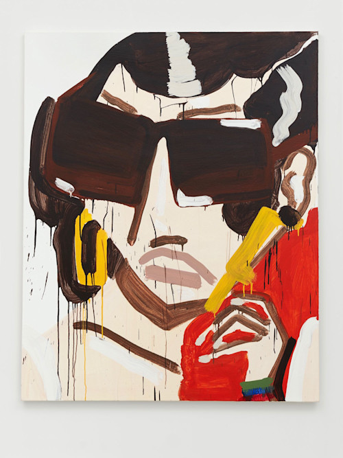 Katherine Bernhardt, Prada Yellow Earrings, 2011. Acrylic on canvas, 60 x 48 in, 152 x 122 cm