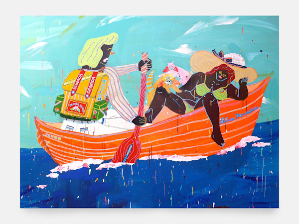 Acrylic and collage on canvas, 60 x 80 in, 152 x 203 cm