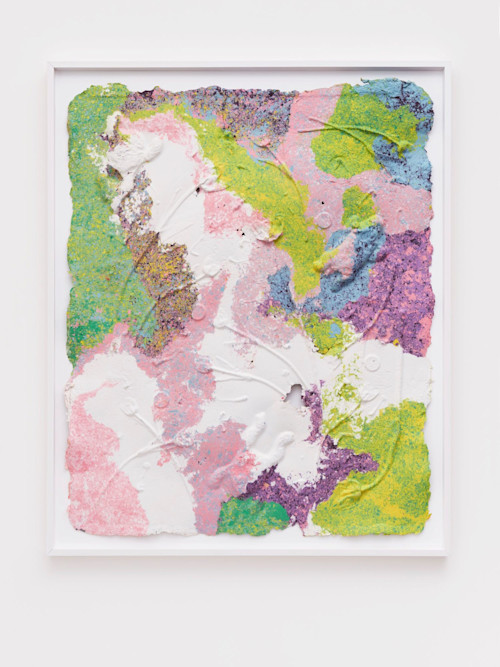 Brad Troemel, Handmade Plantable Paper (3), 2016. with Tulips, Beanie Babies, and AOCS Copper, 48 x 39 in, 122 x 99 cm