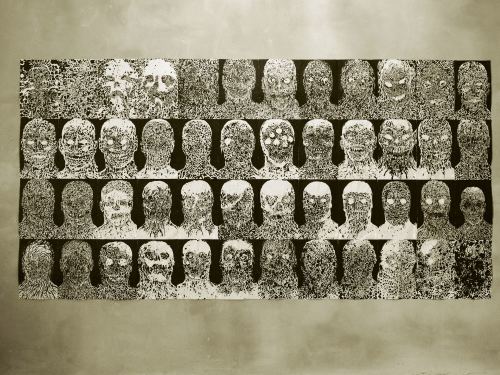 Mat Brinkman, Heads 4 (Heads 48 II), 2012. Sumi ink on paper