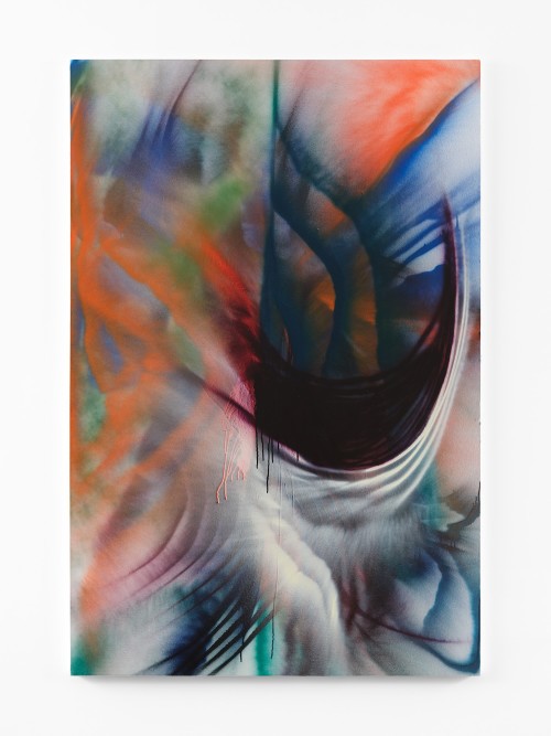 Andrea Marie Breiling, Interlude ll (el barco), 2024. Spray paint on canvas, 77 x 51 in (196 x 130 cm)